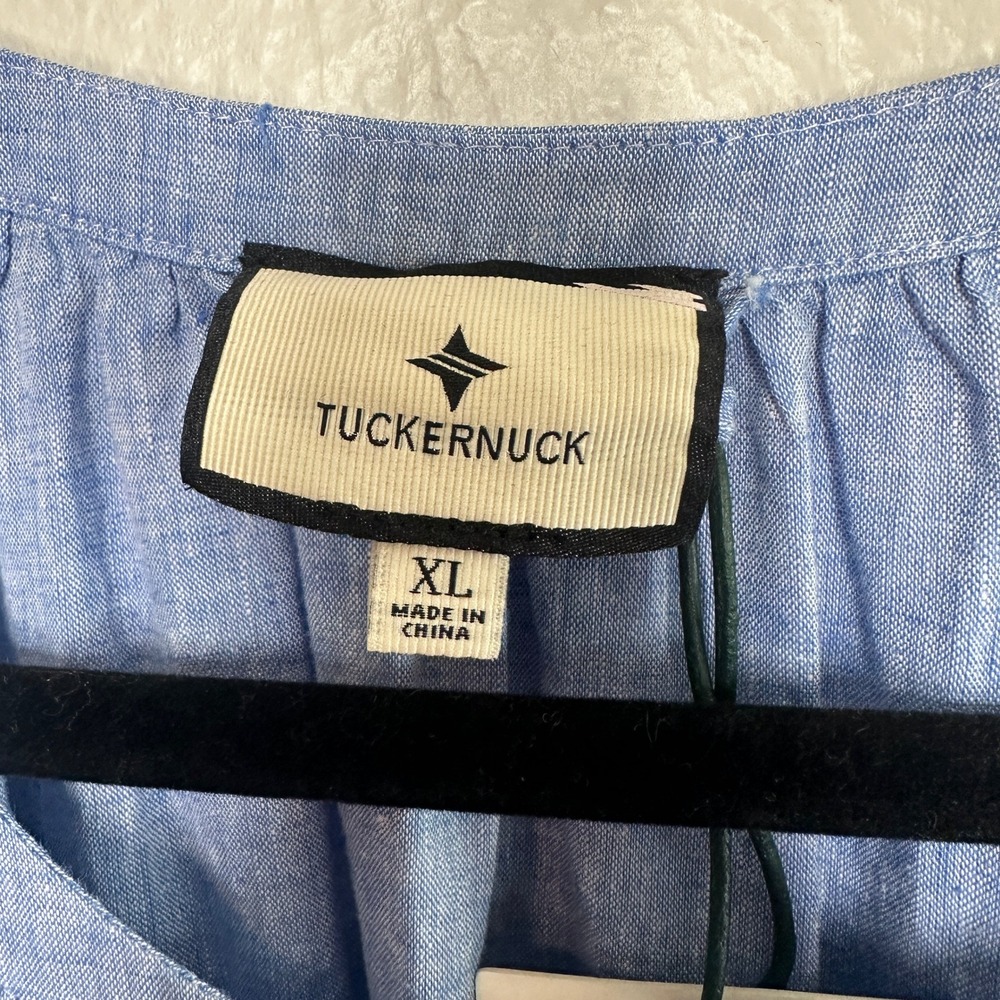 Tuckernuck Chambray Lyles Dress Blue Cotton Maxi Linen Size XL NWT - Picture 6 of 11